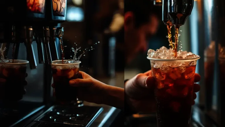 Fountain soda being poured into a cup at a Shake Shack location, explaining does Shake Shack do refills for dine-in customers