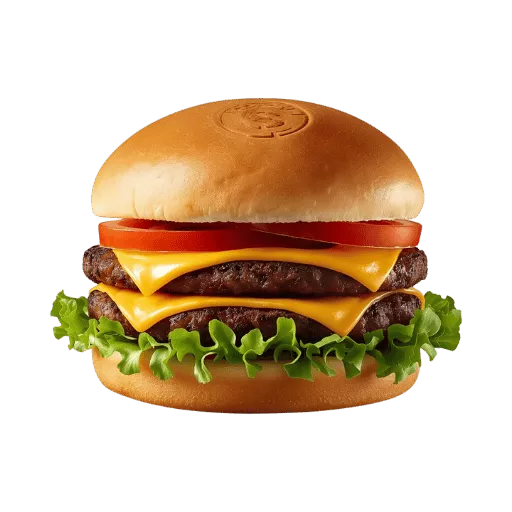 Shack Stack double cheeseburger with two beef patties, melted American cheese, fresh lettuce, tomato slices on golden toasted potato bun - Shake Shack signature burger menu item
